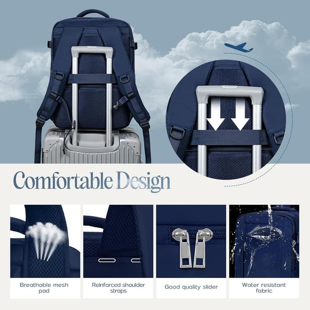 Detalle de Xkdoai cabin bag backpack for Easyjet (45 x 36 x 20cm) with TSA-style clear toiletry bag