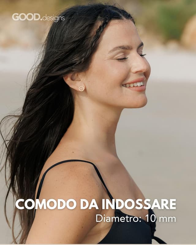 Detalle de Set di orecchini a cerchio donna in oro rosa e argento con finitura placcata 18K e confezione regalo