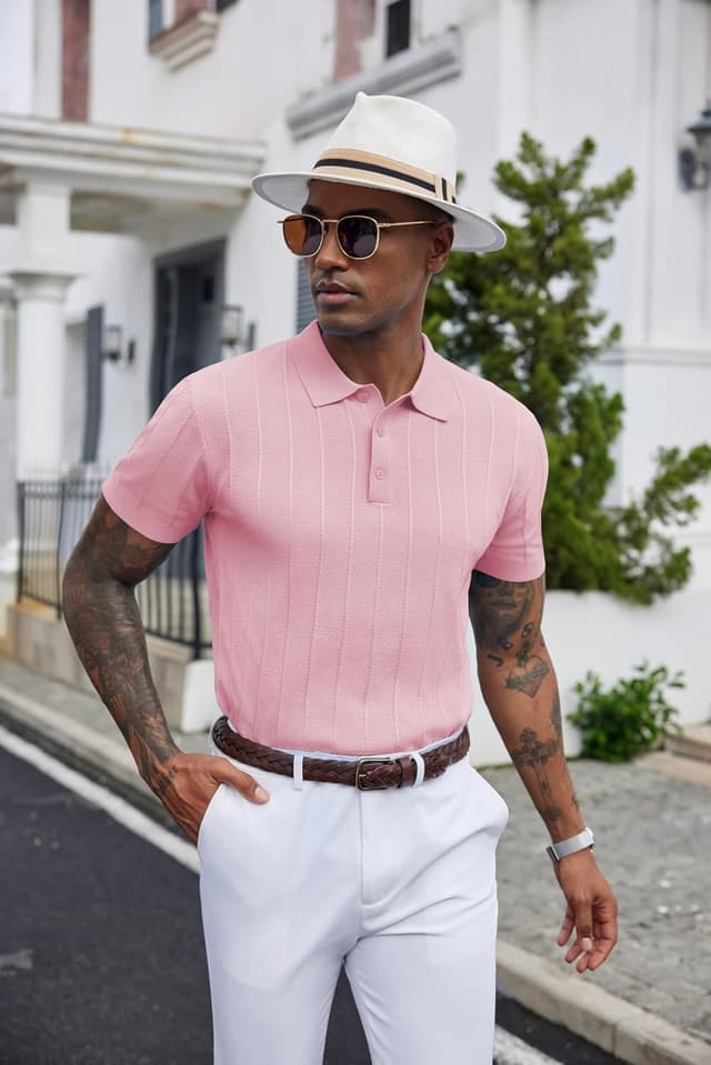 Detalle 1 de COOFANDY Knit Polo Short Sleeve 1️⃣