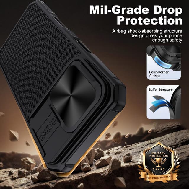 Detalle de XTCASE Coque iPhone 17 Pro magnétique compatible MagSafe avec protection caméra et coulisse étui noir