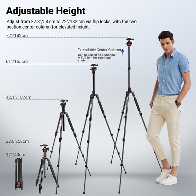 Detalle de NEEWER TP14B 72" Travel Tripod — 13.2 lb load
