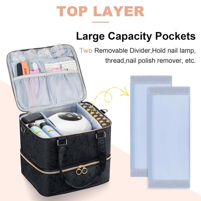 Detalle de Uross Nagellack Organizer für 84 Flaschen und LED-Tasche