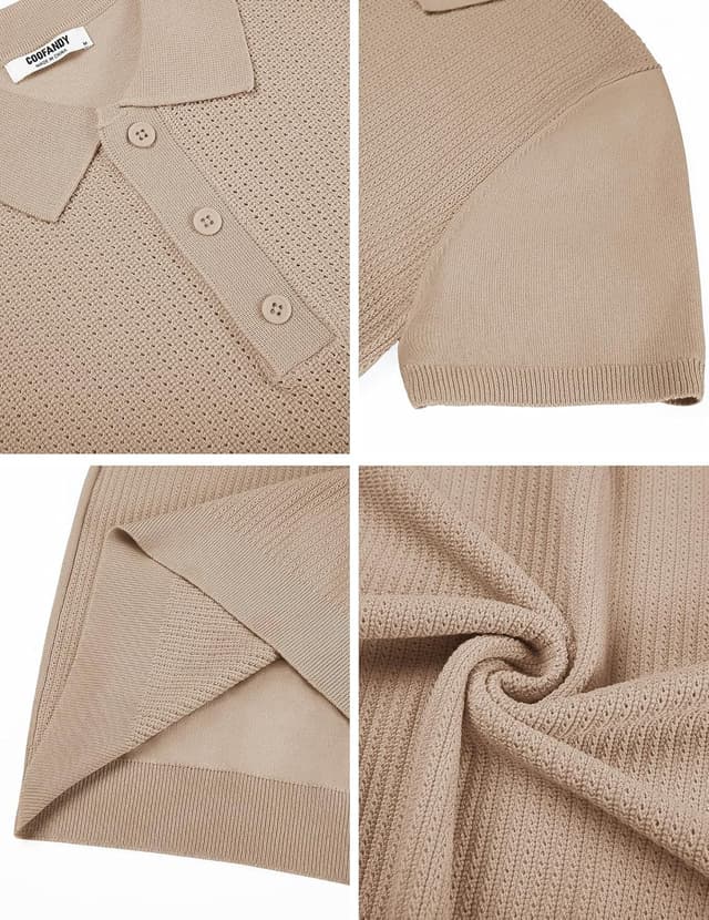 Detalle de Polo homme COOFANDY manches courtes tricot décontracté golf