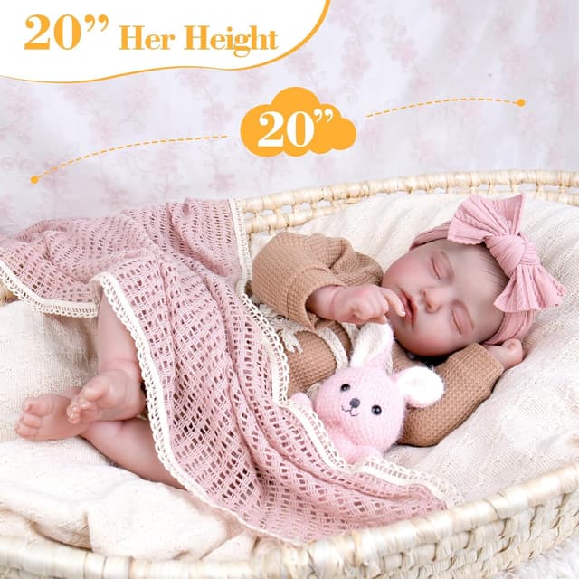 Thumbnail 2 de Aori Realistic Reborn Baby Dolls (20-inch) with Flexible Limbs, Weighted Soft Body & Outfit for Kids 3+