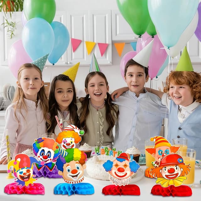 Thumbnail 6 de Karneval Clown Bienenwaben Tischdeko 9er Set 🎉