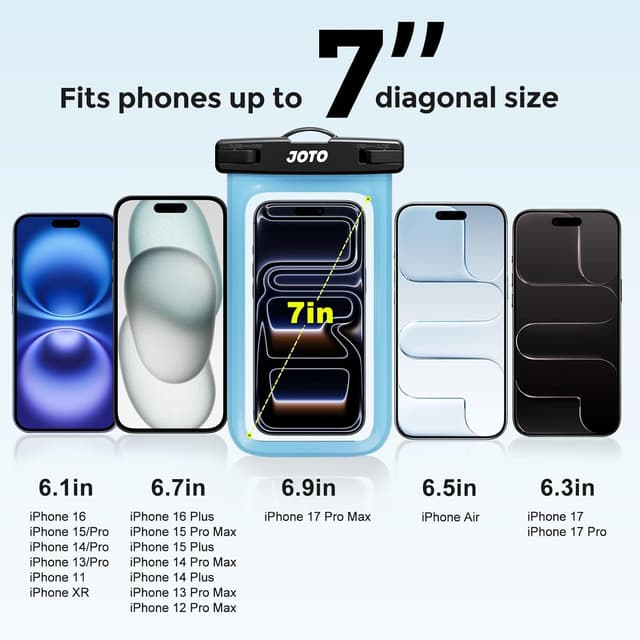 Detalle de JOTO Waterproof Phone Pouch Dry Bag Case (blue) for phones up to 7