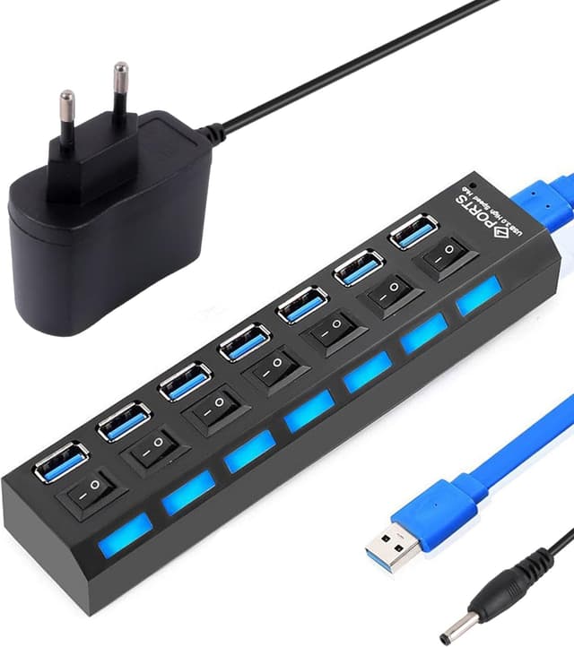 Detalle de USB Hub 7 Port Tragbar 3.0+2.0