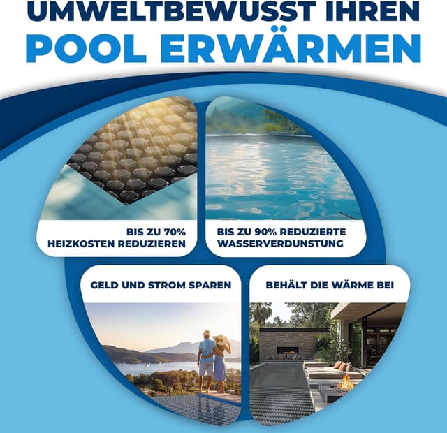 Detalle de KESSER® Pool-Solarabdeckplane rechteckig 600 x 400 cm (120 µm), zuschneidbar mit Schere, Lochzange & Ösen