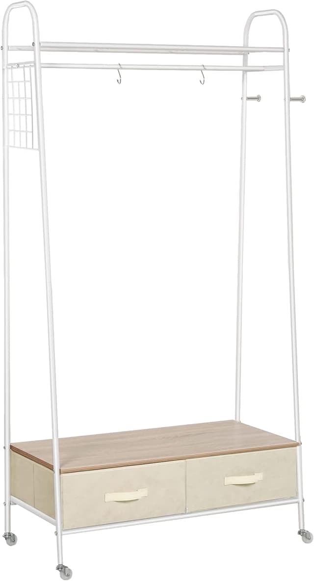 Detalle de HOMCOM Perchero Metálico con Ruedas y Estantes