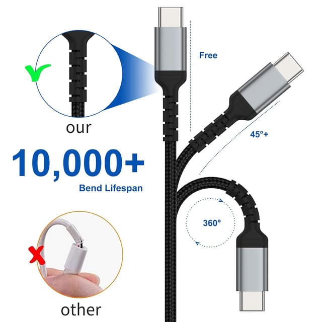 Detalle 2 de Braided USB A to Type C 2m cable 2-pack