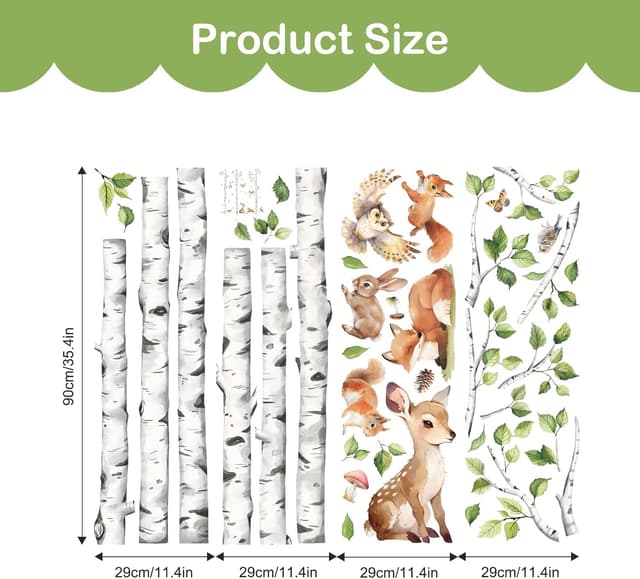Detalle de Tanlaby wall stickers 4 sheets woodland