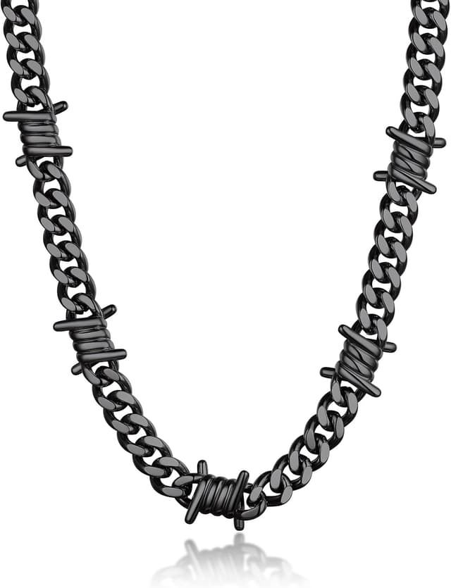 Detalle de Bandmax Herren-Kette aus 316L Edelstahl mit Dornen-Panzeroptik (Kubaner/Kubanische Kette) – 9 mm breit