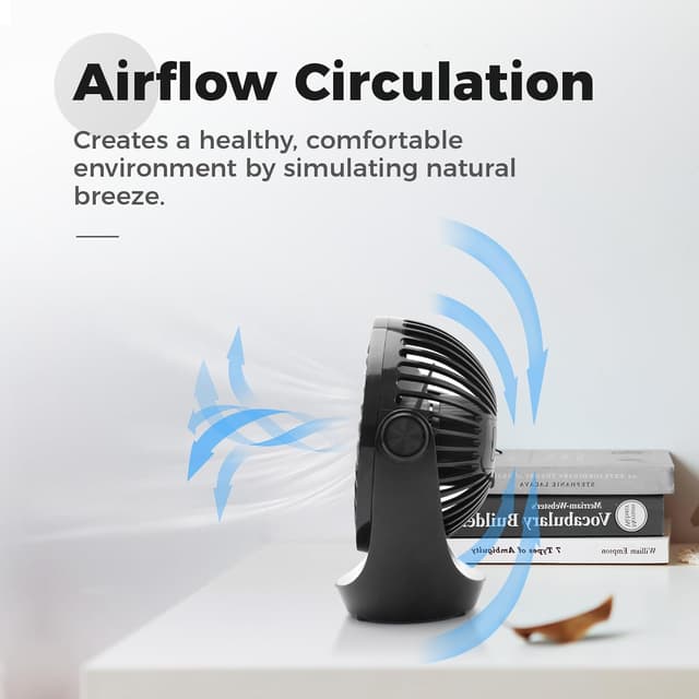Detalle 2 de OCOOPA USB Desk Fan 360° rotatable, adjustable speed 🌀