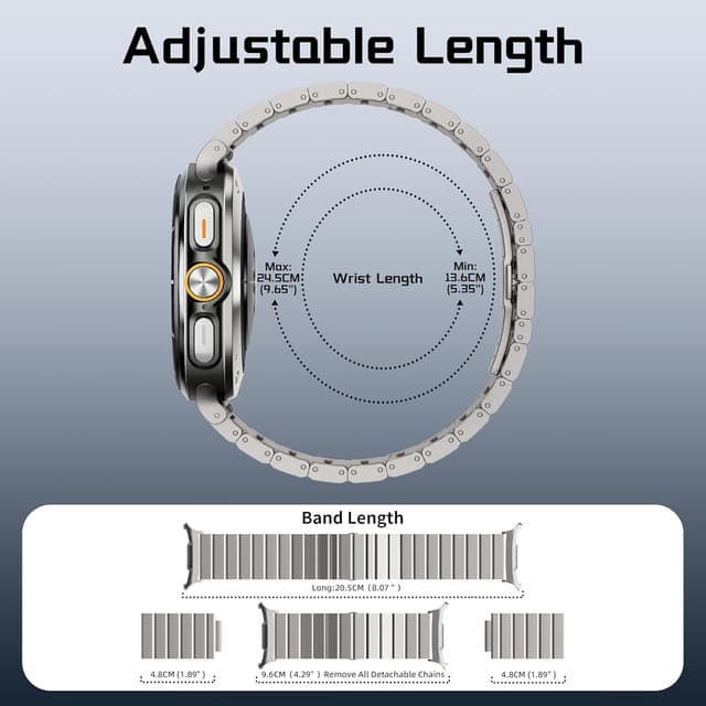 Detalle 2 de LULULOOK Titanium Strap for Samsung Galaxy Watch Ultra 7 (47mm) – 24mm DLC scratch-resistant replacement band