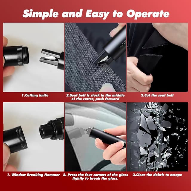 Thumbnail 4 de PUWOWYE 2-in-1 Notfallhammer Gurtschneider 🛠