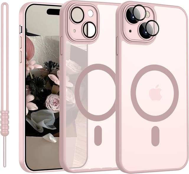 Detalle de YUANDMI iPhone 14 Hülle magnetisch mit MagSafe, schlank & matt – Rosa