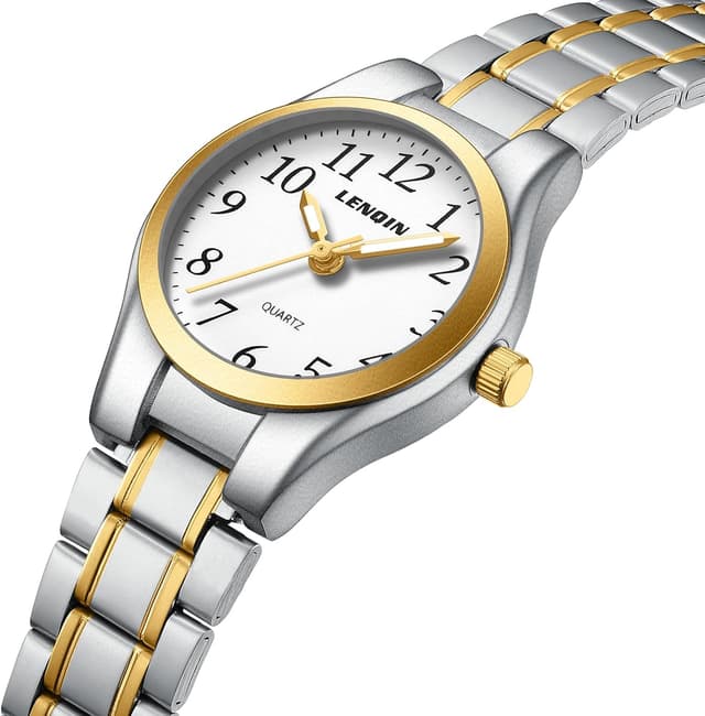 Detalle de LENQIN Damenuhr Edelstahl klassisch analog