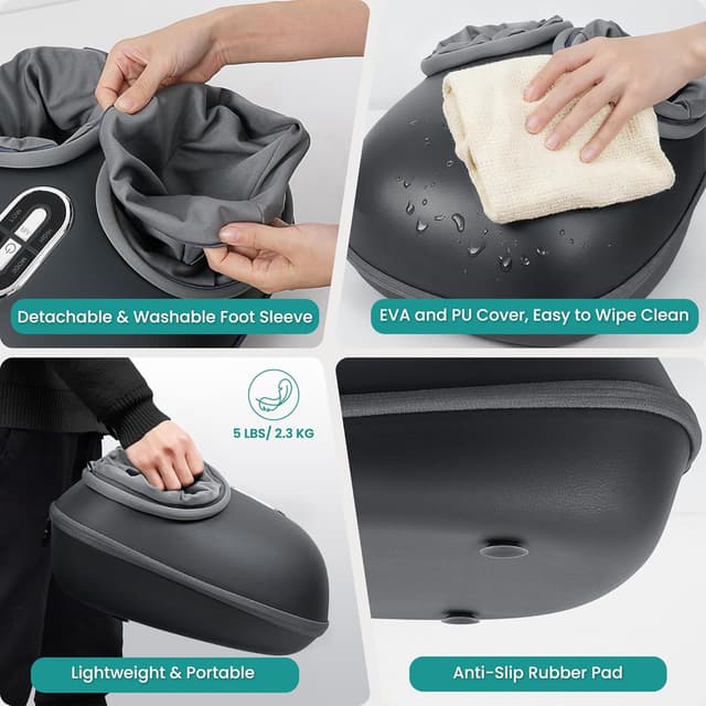 Detalle de Nekteck Shiatsu-Fußmassager mit Wärme und Luftkompression (grau) – für tiefenwirksame Knetmassage