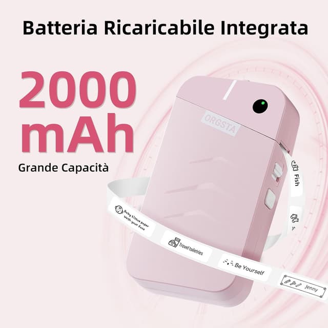 Detalle 2 de ORGSTA S001 etichettatrice portatile con stampa termica Bluetooth (203 DPI) e batteria 2000 mAh