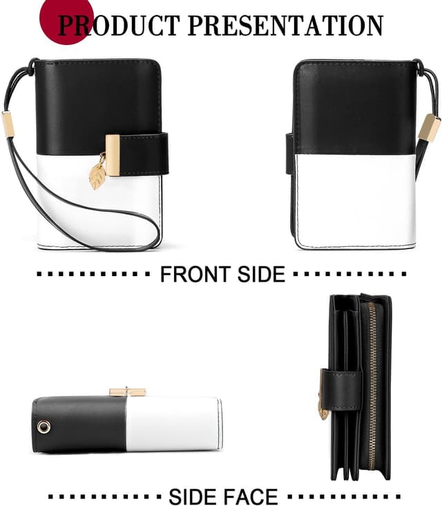 Thumbnail 6 de Faneam Damen-Geldbörse aus Kalbsleder mit RFID-Schutz, Reißverschluss-Münzfach und Platz für 14 Karten