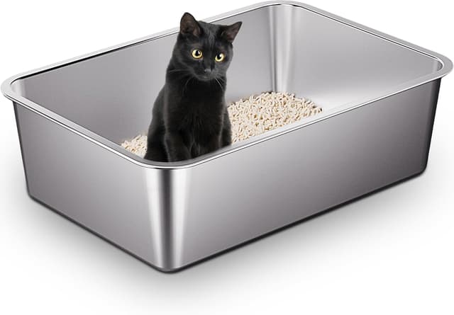 Detalle de Vealind Stainless Steel Open Cat Litter Tray (Heavy Duty, 60L)