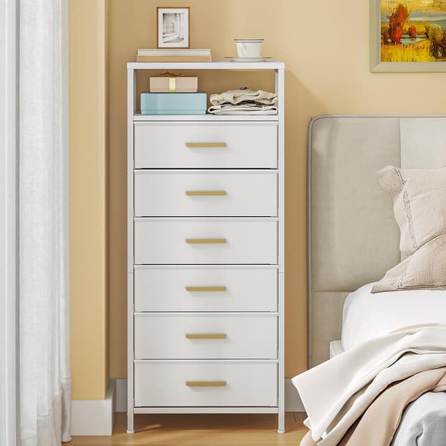 Imagen de Hzuaneri Commode Chambre 6 tiroirs pliables blanc en OfertitasTOP