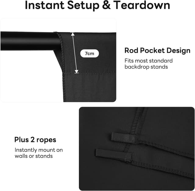 Detalle 2 de Heysliy Black Screen Backdrop 1.5x2m Photography Background