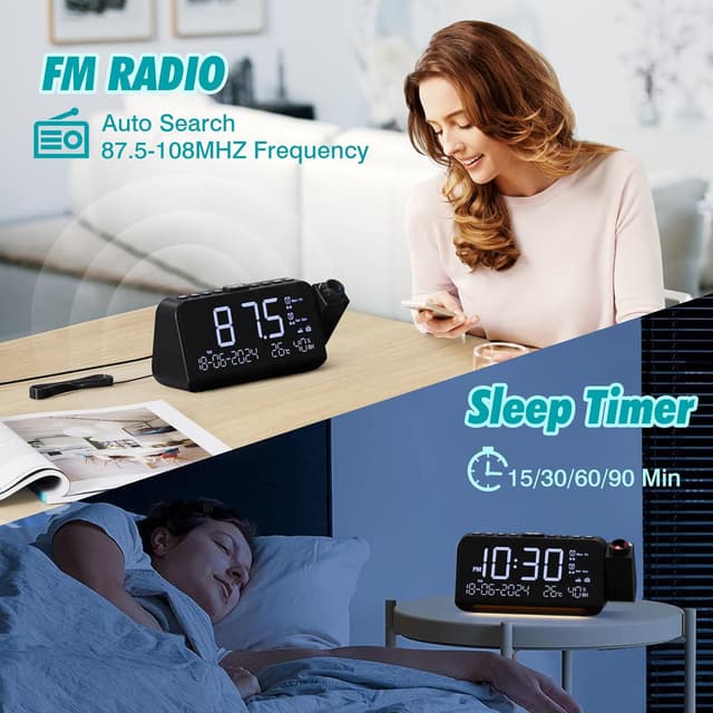 Detalle 2 de Mesqool Despertador Proyector 320°