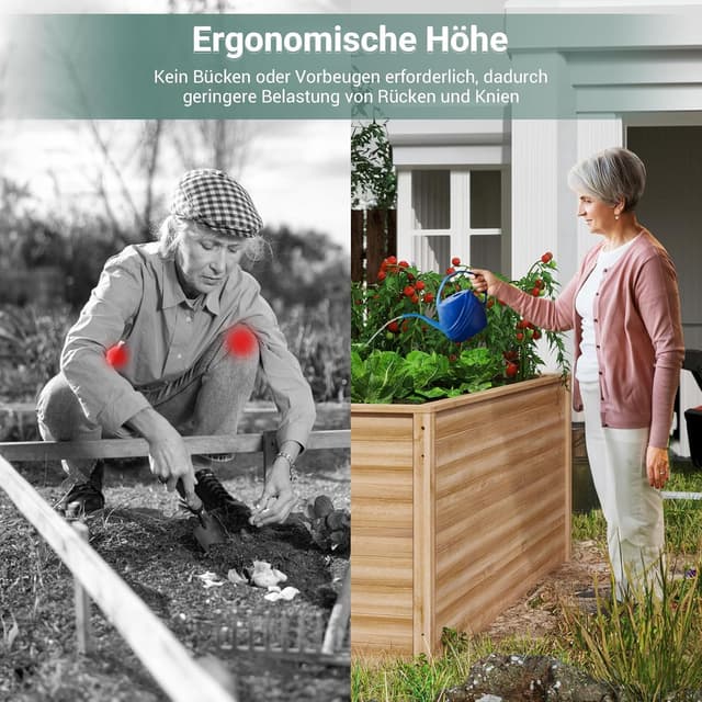 Detalle 2 de UDPATIO Hochbeet aus Holz für Garten & Balkon, 168 x 88 x 80 cm