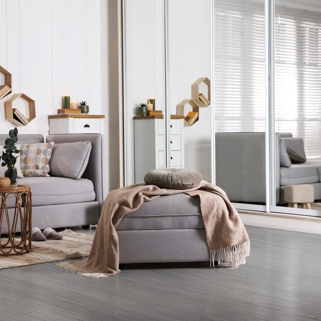 Thumbnail 6 de LZQ selbstklebender PVC-Bodenbelag Vinylboden mit Holz-Effekt (Eiche Grau) – 36 Fliesen, 5,02 m²