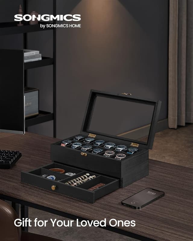 Detalle de Songmics watch box 12 slots JOW012B02