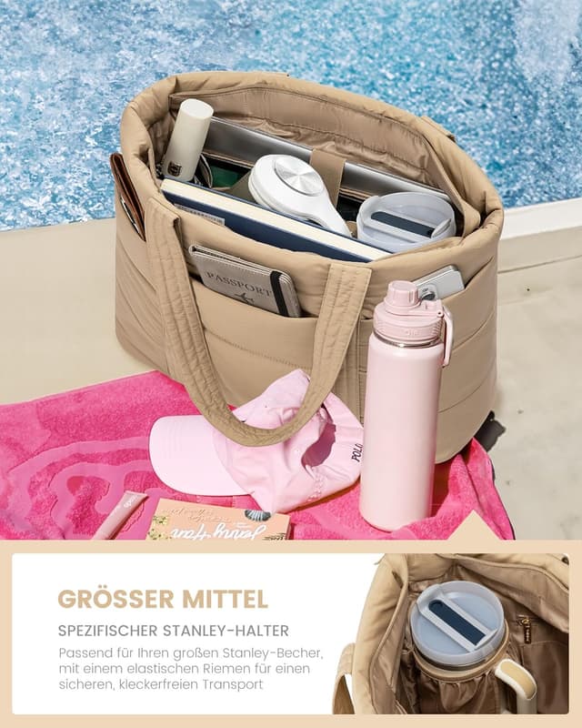 Detalle de LOVEVOOK Laptoptasche Damen 17,3 Zoll Khaki