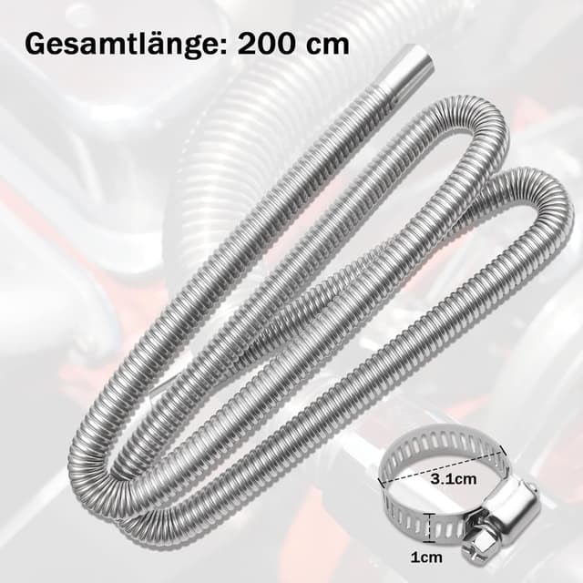 Thumbnail 4 de Abgasschlauch für Stromerzeuger 200 CM, JatilEr Abgasschlauch Standheizung Auspuff Edelstahl Auspuff Schalldämpfer, Auto Edelstahl Auspuffrohr mit Zwei Edelstahlklammern für Diesel Heizung
Abgasschlauch für Stromerzeuger 200 CM, Ja…