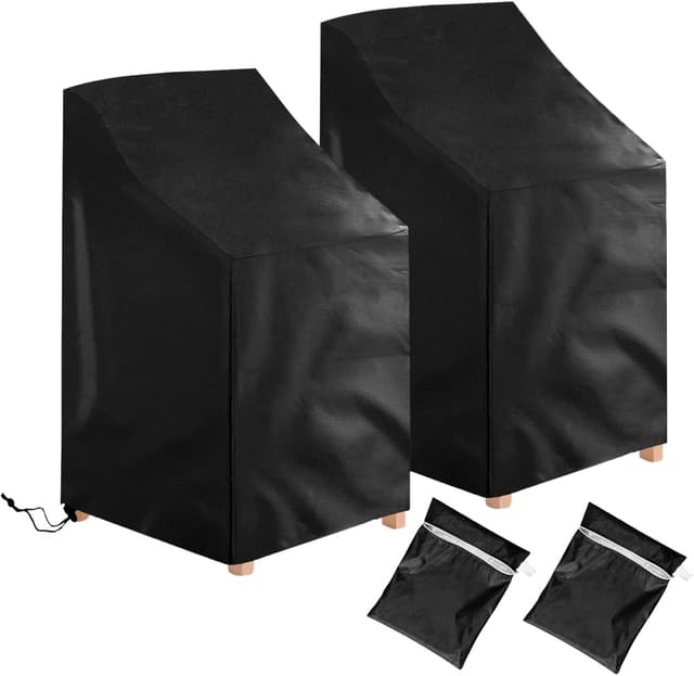 Detalle de Ricyea 2 Pack Waterproof 210D Oxford Garden Stacking Chair Covers (64x64x70/120cm)