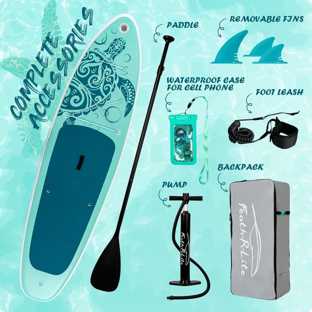 Detalle de FEATH-R-LITE Inflatable Ultra-Light 10'6"×33" SUP Board Kit (All Skill Levels)