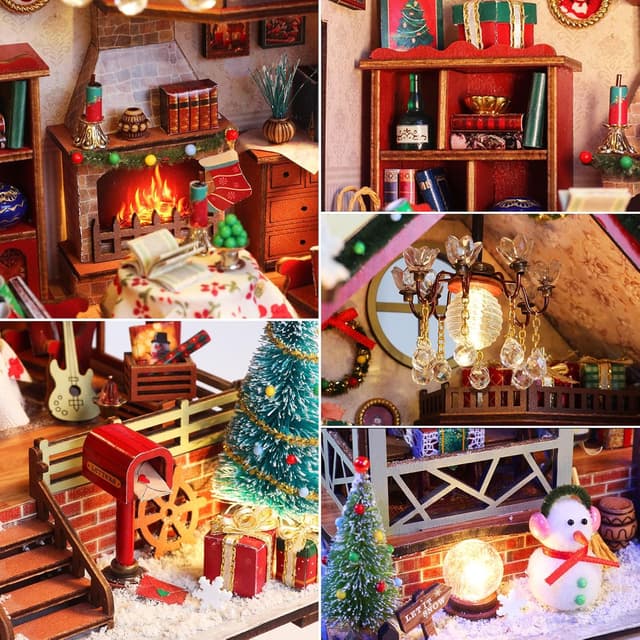 Detalle de Lycidae Christmas DIY Book Nook Kit with Music (LED) – miniature dollhouse-style build
