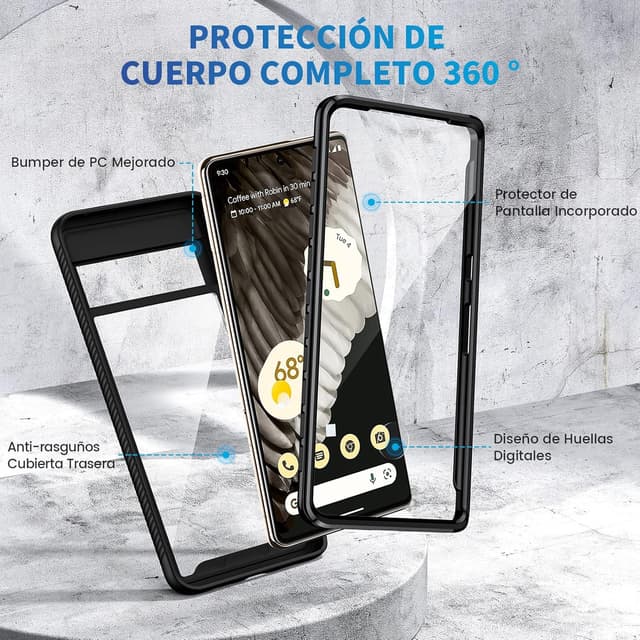 Thumbnail 2 de Coque intégrale seacosmo 360° pour Google Pixel 7 Pro (antichoc) – étui robuste noir avec protecteur d’écran