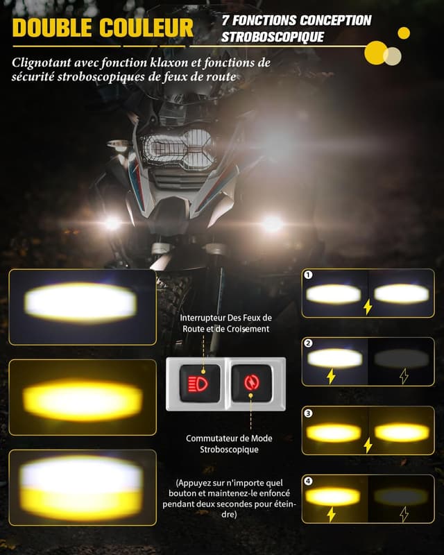 Thumbnail 2 de BraveWAY Feux Additionnels Moto 70W 30000LM