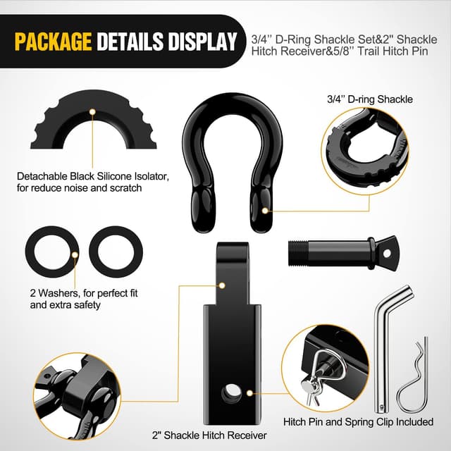 Detalle de Nilight 2-Inch Shackle Hitch Receiver Recovery Towing Kit (45,000 LBs breaking strength)