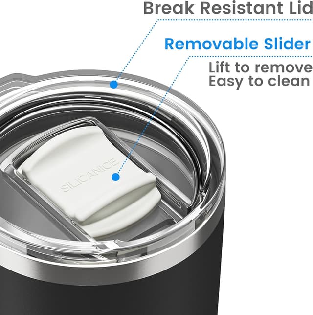Detalle 2 de 20oz Hygienic 18/8 Stainless Steel Vacuum Insulated Tumbler w/ Removable Easy-On/Easy-Off Slider Lid (Black)