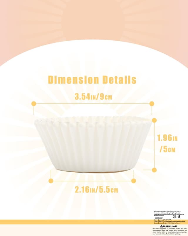 Thumbnail 2 de Gcardist Groß Weißes Muffinförmchen 200 Stück