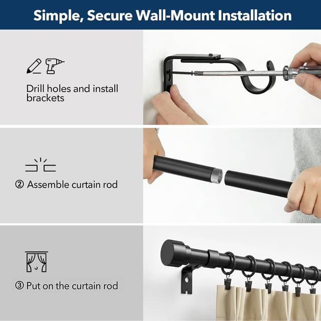 Detalle 2 de IFELS Heavy Duty Curtain Rods 66-120" 🪟