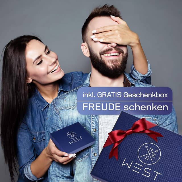 Detalle de WEST Magic Wallet (Klassiker) mit großem Münzfach – RFID Datenschutz Geldbeutel inkl. Geschenkbox in Braun/Orange
