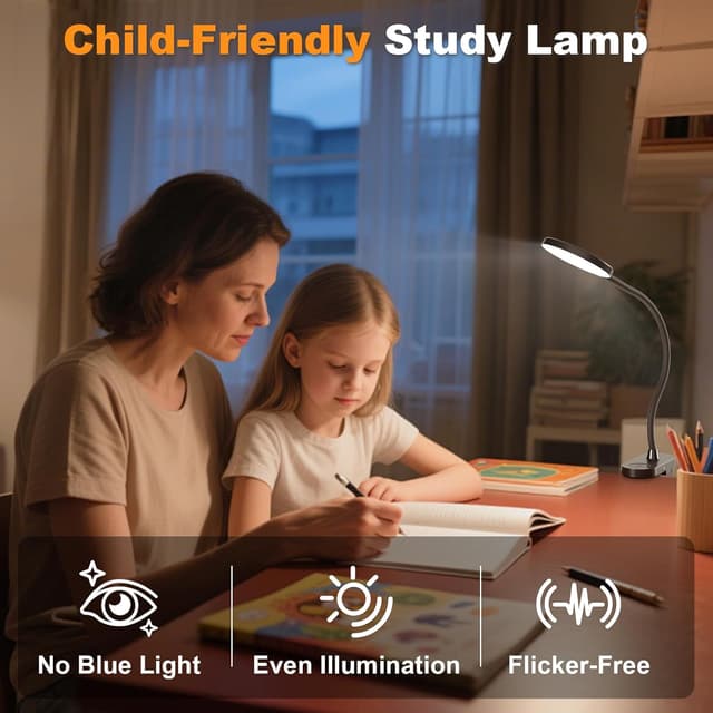 Detalle de ZAPLIT 97 LED Akku Leselampe Bett mit USB-C, 40 cm flexiblem Schwanenhals & 3 Farbmodi