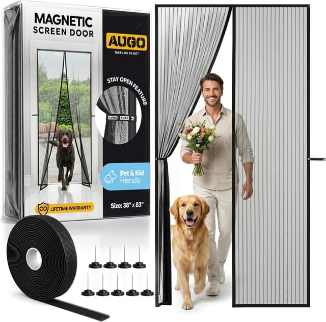 Detalle de AUGO Magnetic Screen Door (38 x 83 in) — Self Sealing, Heavy Duty, Hands-Free Mesh Partition