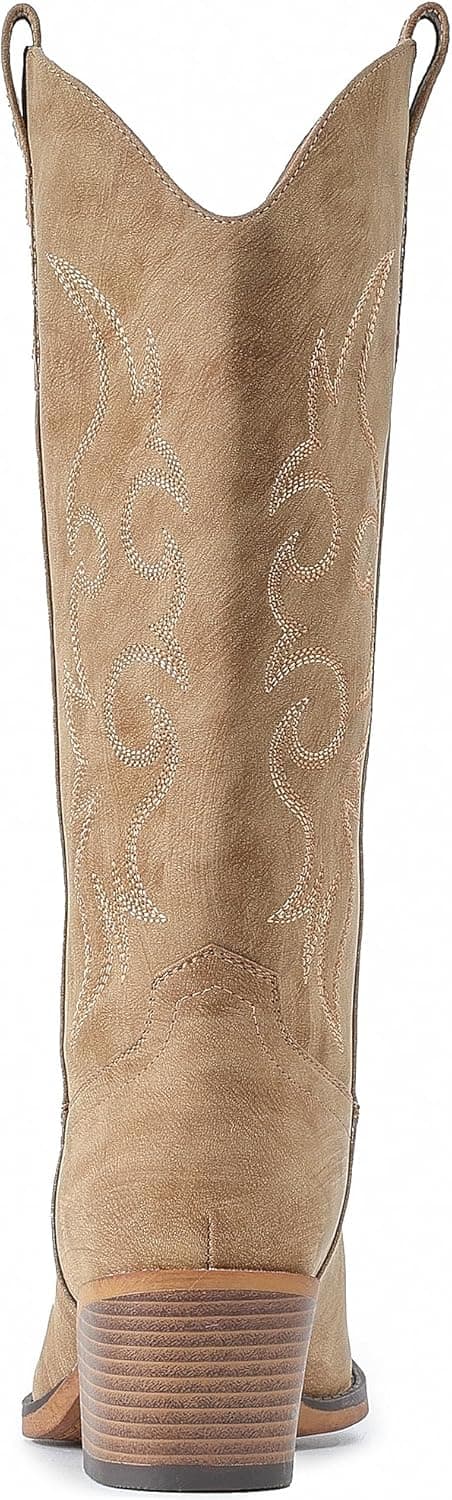 Detalle de IUV Women’s Cowboy Boots Western Cowgirl Mid Calf Snip Toe with Chunky Heel