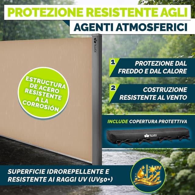Detalle de tillvex® tenda laterale estensibile e oscurante 160 x 300 cm con copertura antipoggia