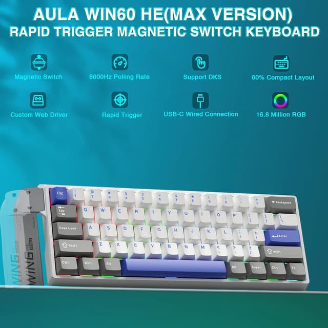 Detalle 2 de AULA WIN60HE MAX Gaming Tastatur 60%