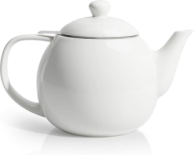 Detalle de Sweese Teapots for Tea (27 oz) Porcelain Teapot with Removable Stainless Steel Infuser, White