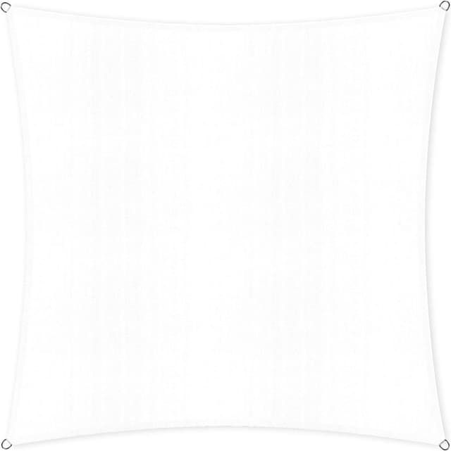 Detalle de Lumaland Sunsail carré 3 x 3 m en toile HDPE résistante aux intempéries (blanc) | Protection solaire avec cordes de fixation